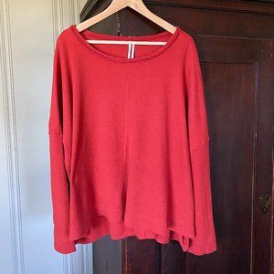 Anthropologie Red/Orange Thermal Top, L